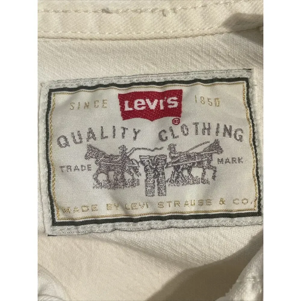 Vintage 90s Levi’s Red Tab Men’s Large White Long Sleeve Shirt W/Metal Buttons